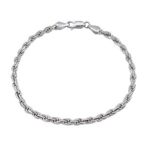 Vintage Italy HAN Sterling Silver 925 3.5mm Rope Chain Bracelet 8"